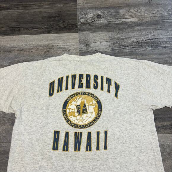 Vintage Duck Head University‎ Of Hawaii Gray Yellow Mens XL Single Stich T-Shirt - Picture 1 of 9